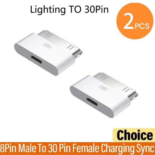 2pc Lighting To 30Pin Adapter 8Pin Male To 30 Pin Female Charging Sync ConverterFor IPhone 4 4S IPad 2 3 IPod Touch ChargerCable