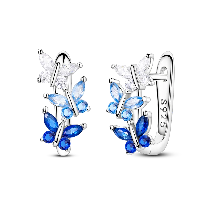 Genuine 925 Sterling Silver Love Feather Earrings Fit Original Charms Hoop For Women Girls Stud Earring Fine Jewelry Gifts