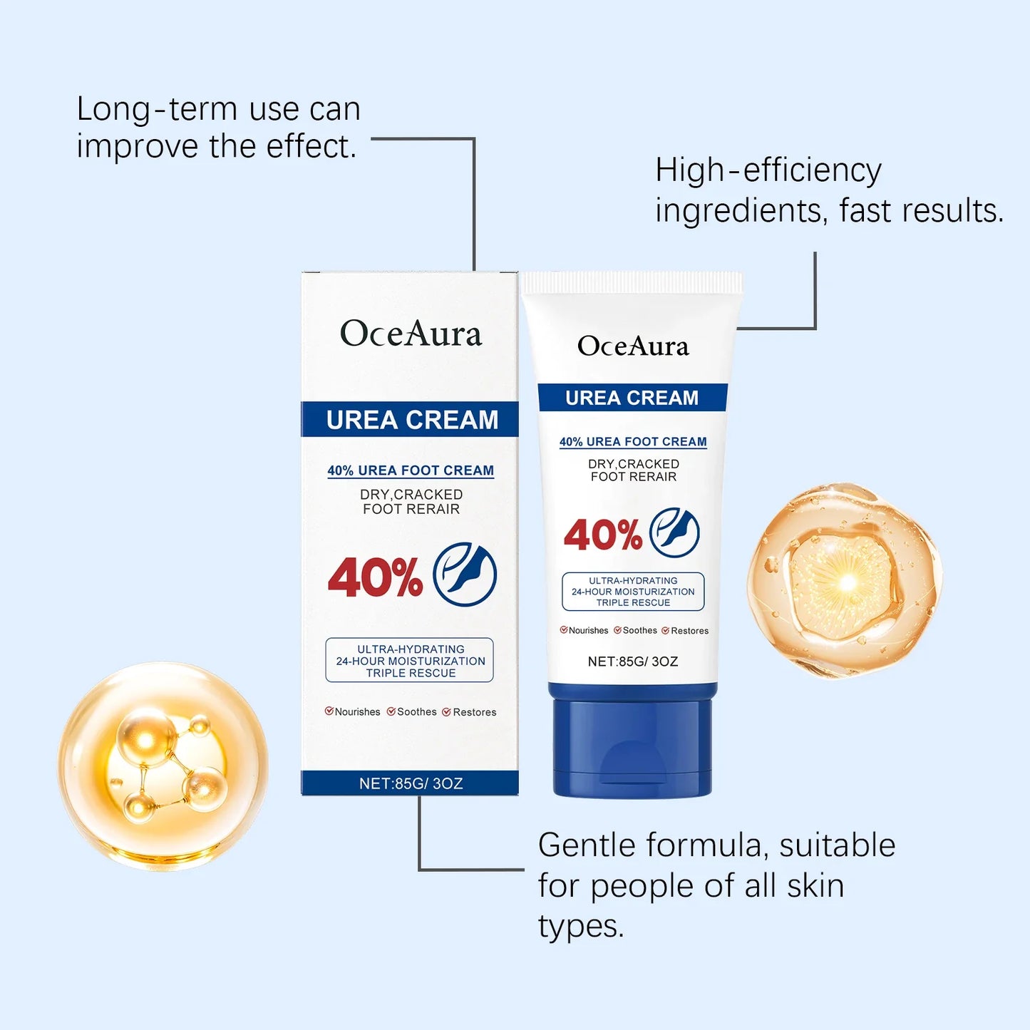 40% Urea Foot Cream Softening Dry Cracked Heels Deep Moisturizing Improve Roughness Remove Callus Exfoliation Foot Care Cream