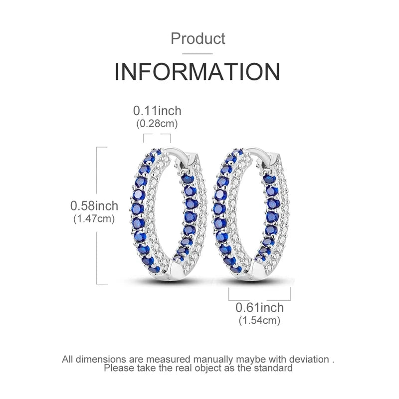 925 Sterling Silver Hoop Earring For Woman Night Sky Blue Purple Gemstone Original Earrings Fashion Jewelry Gift