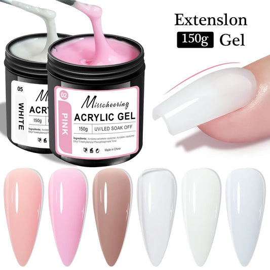 150g Transparent Nail Extension Gel Jelly White Light Pink Acrylic Nail Art UV LED Gel Semi Permanent Varnish Extension Tool