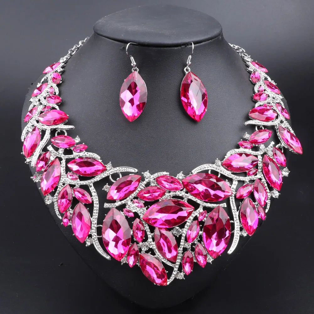 Bridal Jewelry Sets Wedding Engagement Necklace Earrings Sets for Brides Party Costume Decoration Jewellery Women