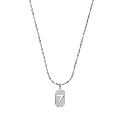 Stainless Steel Angel Number Necklace 0 1 2 3 4 5 6 7 8 9 Rectangle For Women Men Hollow Lucky Number Chain Necklaces Jewelry
