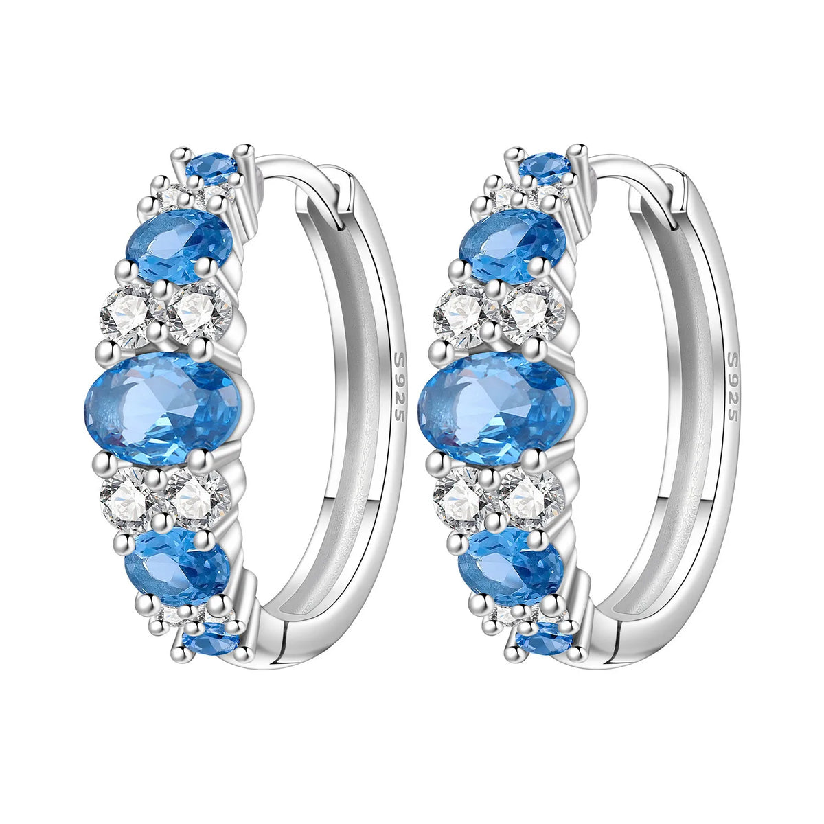 PANPOKI S925 Sterling Silver Purple Zircon Series Earrings Hoop Earrings For Women Jewelry Original Party Trendy Gifts