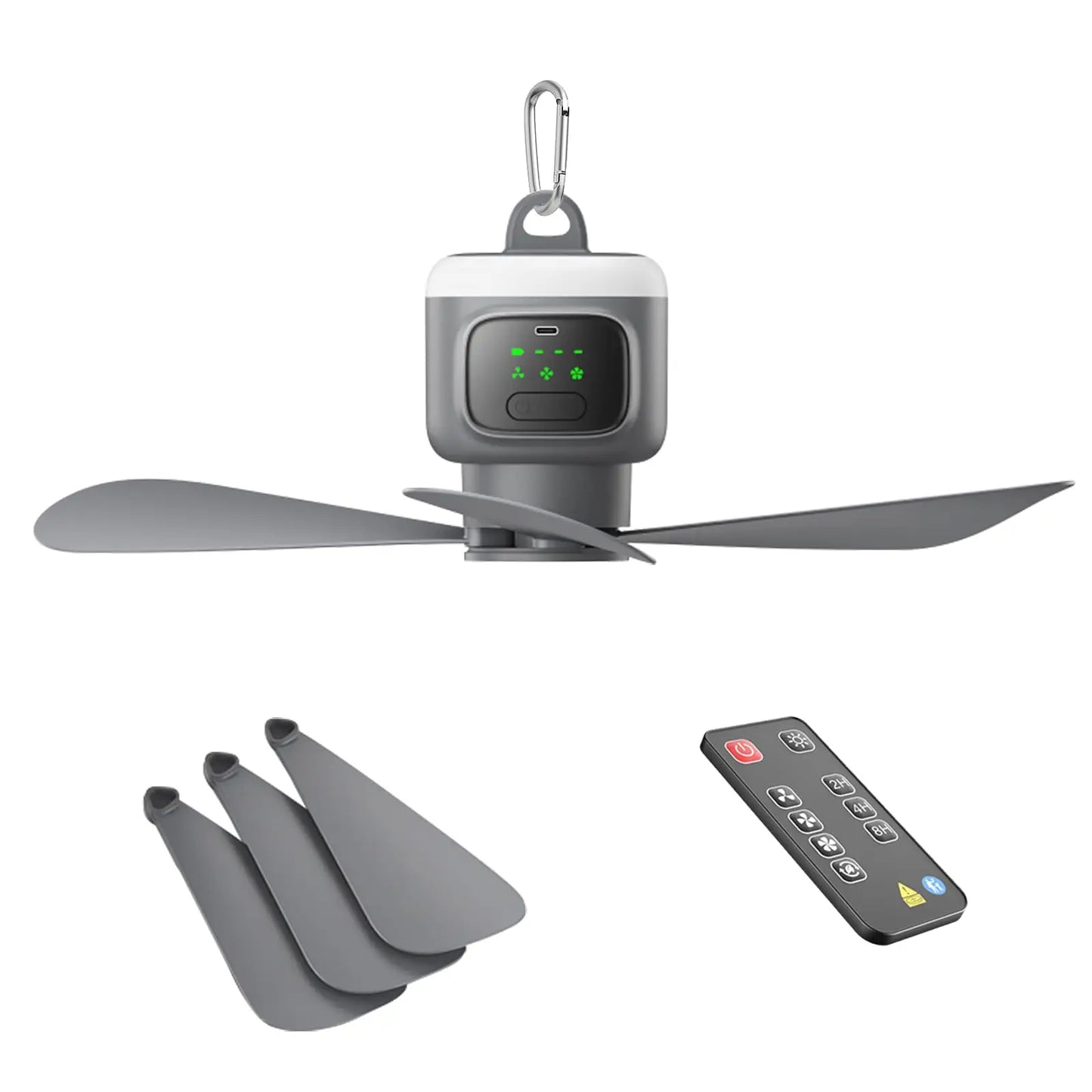 Camping Fan 12000mAh Portable Camping Tent Fan USB Rechargerable Electric Ceiling Air Circulator Fan With Remote Control Light