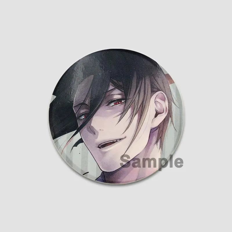 58MM Cartoon Comics Black Butler Creative DIY Badge Tinplate Plastic Pins Button Brooches for Backpack Accessories Jewelry Gifts