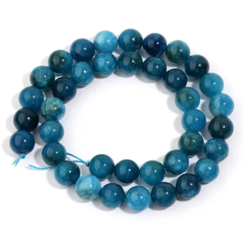 1 Strand Natural Blue Apatite Stone Beads 4/6/8/10mm Round Gem Bead for DIY Bracelet Charms Jewelry Making Beaded Wholesale