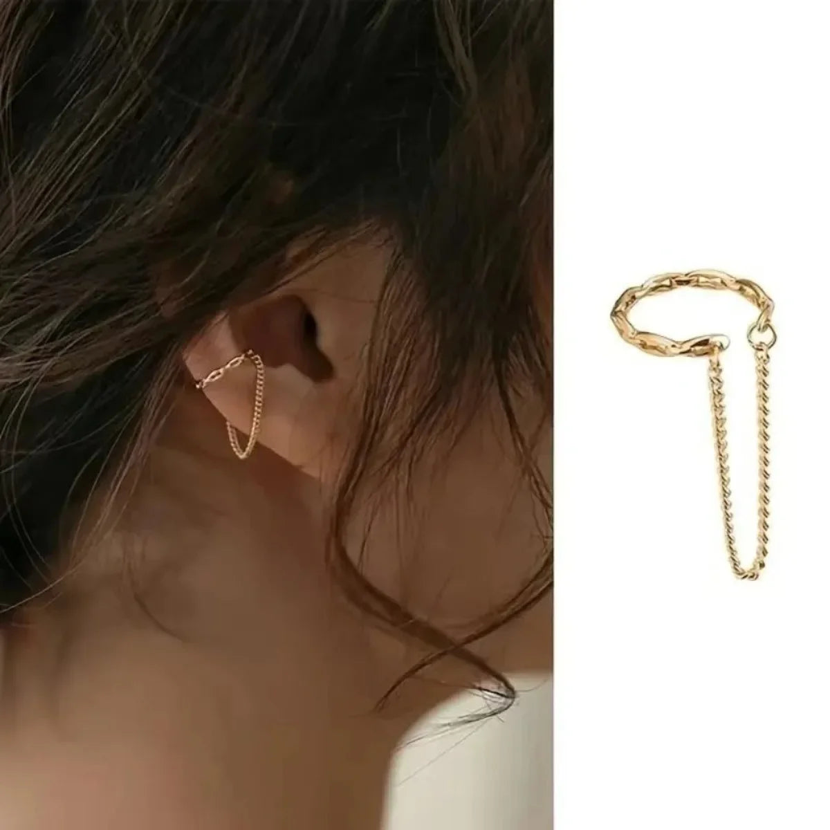 1pc Fashion Minilist No Piercing Ear Cuff Earrings for Woman Fake Piercing Chain Ear Bone Clip for Girl Cuffs Jewelry