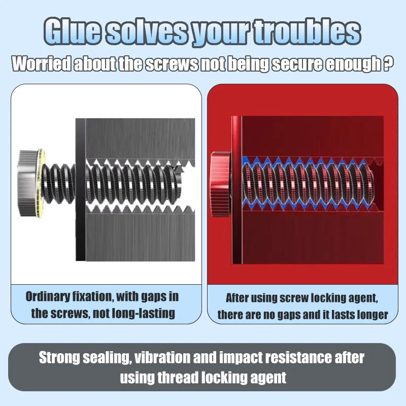 LOOLIFL Blue Thread Locker 243 Nuts-Bolts Locker, Screw Adhesive Lock Tight Seal Fasteners Anaerobic Curing Metal Glue,Rustproof