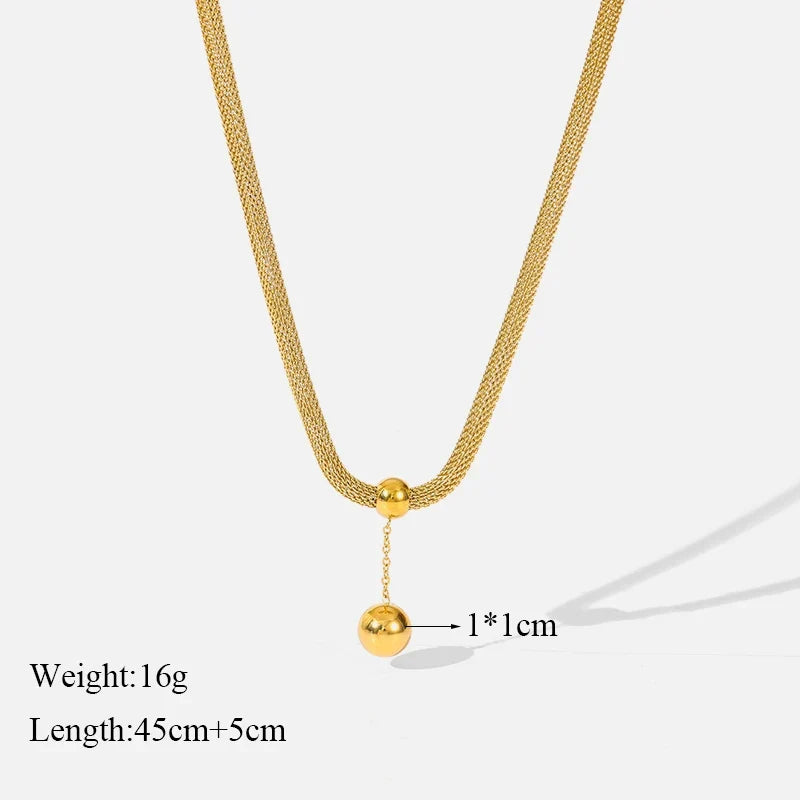 GANEMLY 316l Stainless Steel Luxury Bling Cubic Zirconia Eye Droplets Pendant Necklace Women Chic Romantic Waterproof Jewelry