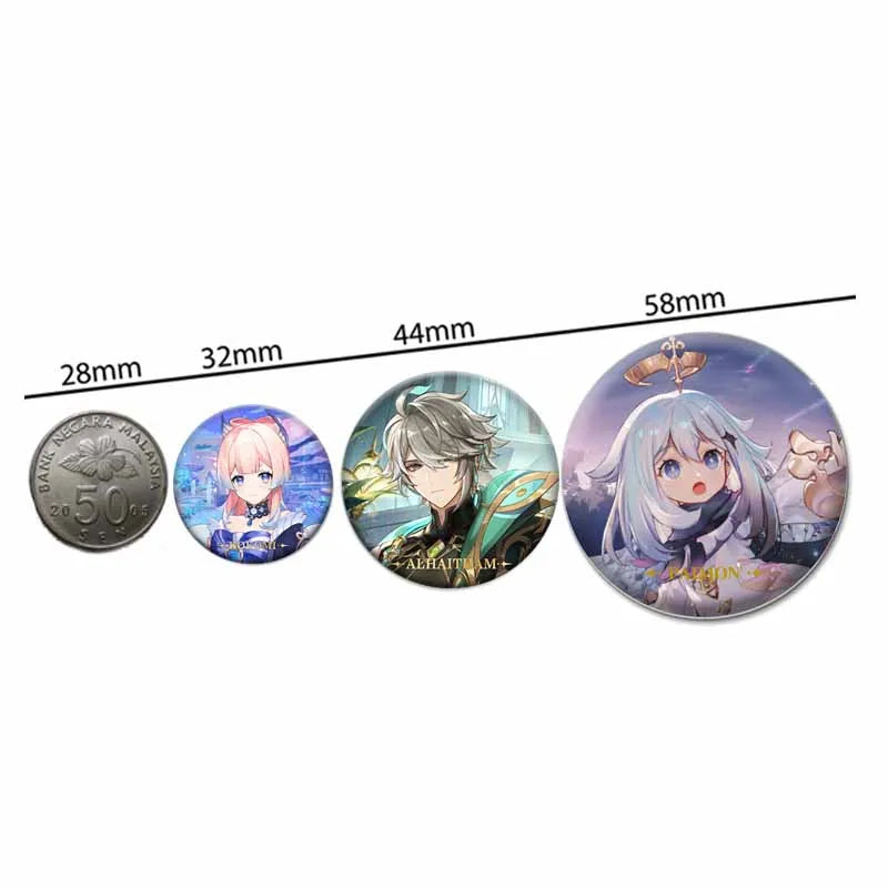 Genshin Impact Game Brooches 58mm Round Button Pins for Backpack Jackets Jewelry Cartoon Cosplay Badge Hutao Zhongli Xiao Badges