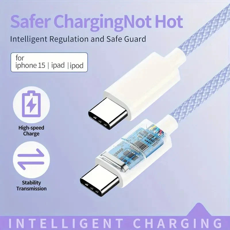 PD 60W Fast Charger USB C To Type C Cable For iPhone 15 16 17 Pro Max Quick Charging For Samsung S26 Xiaomi USB C Charger Cable