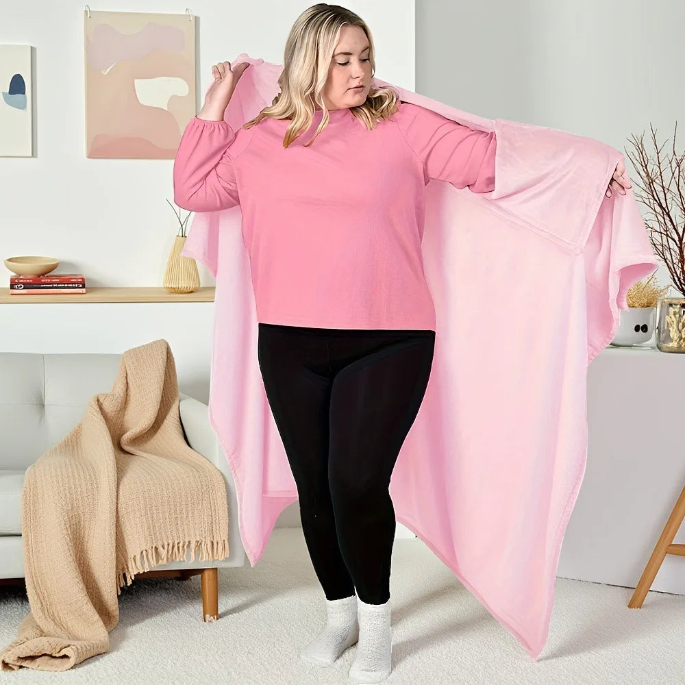 Cozy Flannel Winter Wearable Blanket Warm Sofa Throw Blanket Soft Thickened Leisure Blanket Winter