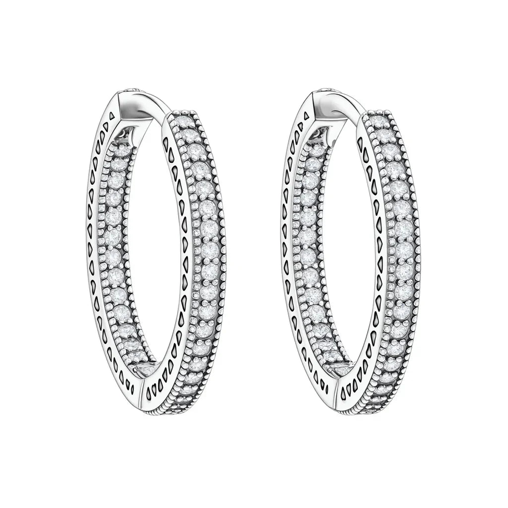 Hot Sale 925 Sterling Silver Heart Earrings Fit Original Charms Hoop Earrings For Women Girls Stud Earring Fine Jewelry Gifts