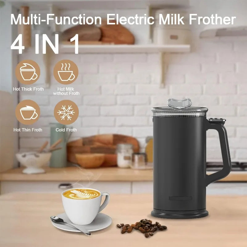 110V/220V Milk Frother 4-in-1 Home Coffee Latte Maker Hot Cold Beverages  Dual Function Stainless Steel Electric Milk Frother