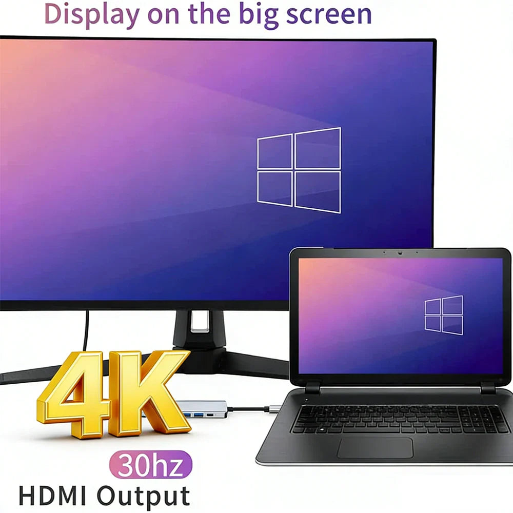 KEBIDUMEI 5 in 1 USB C Docking Station Type-C To HDMI-Compatibility HUB Multi port Splitter PD Charging USB Adapter For Laptop