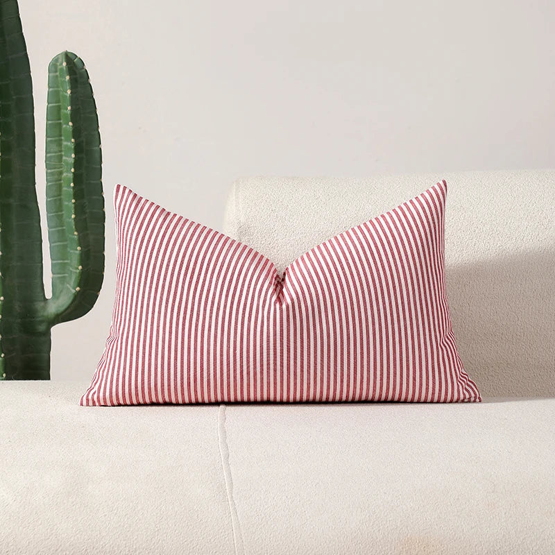 Classical Striped Cushion Cover 45x45cm Hawthorn Red Ivory Recycle Polyester Fabric Pillow Cover Indoor Outdoor Home Decoration