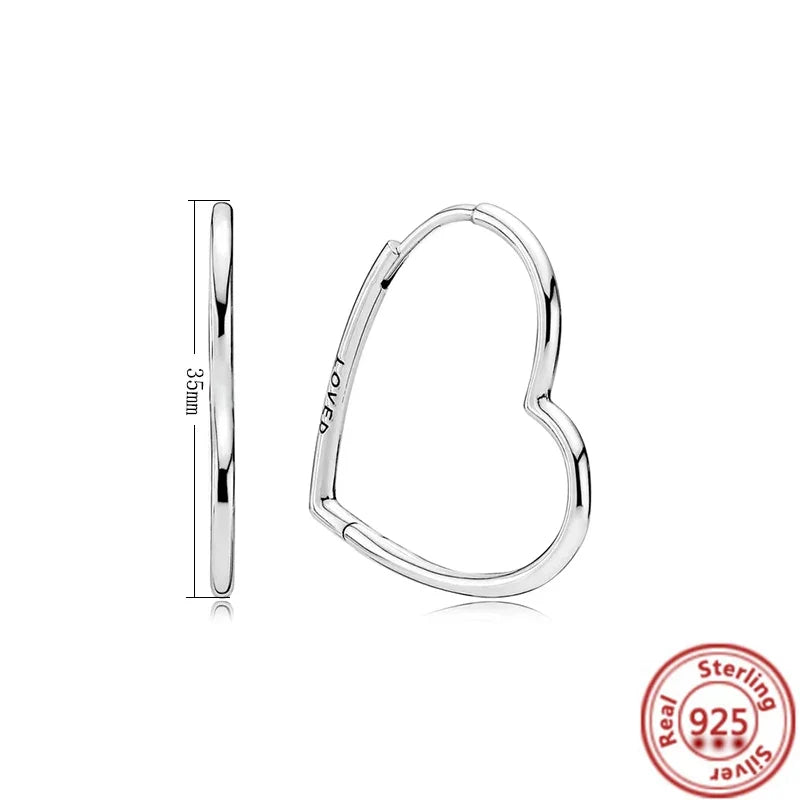 Hot Sale 925 Sterling Silver Heart Earrings Fit Original Charms Hoop Earrings For Women Girls Stud Earring Fine Jewelry Gifts