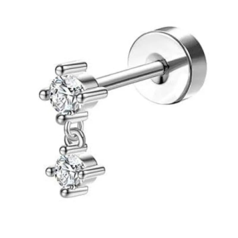 Bobisty 1pc Earrings for Sensitive Ears Surgical Stainless Steel Earrings for Women Dainty Flat Back Earring Stud Hoop Cartilage