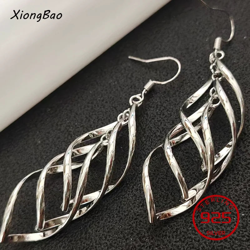925 Sterling Silver Earrings New Women Elegant Temperament Sterling Anniversary Gift Fashion Jewelry Accessories Geometric Ears