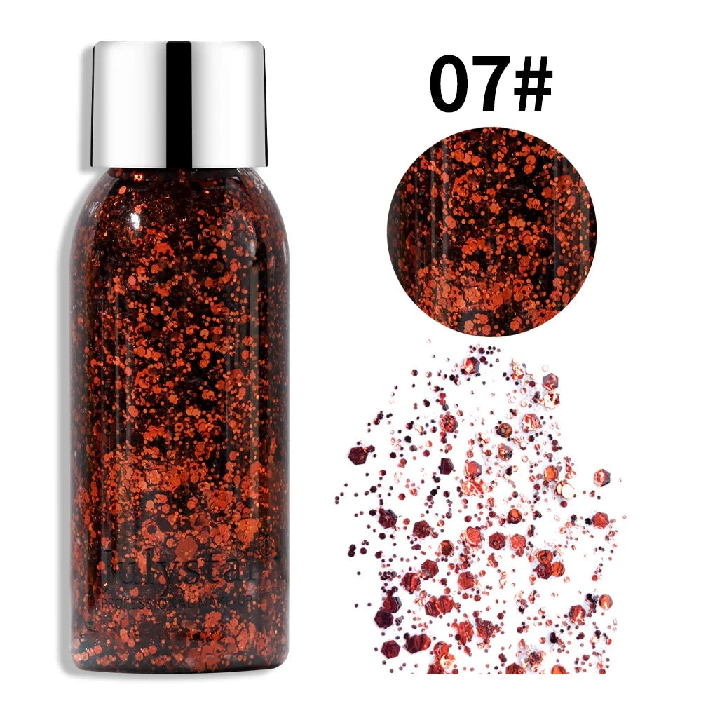 Glitter Eye Shadow Liquid Face Body Sequins Gel Long-Lasting Liquid Face Shimmer Multicolor For Party Music Festival Makeup 30ML