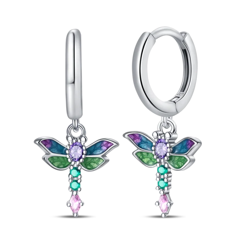 Genuine 925 Sterling Silver Love Feather Earrings Fit Original Charms Hoop For Women Girls Stud Earring Fine Jewelry Gifts