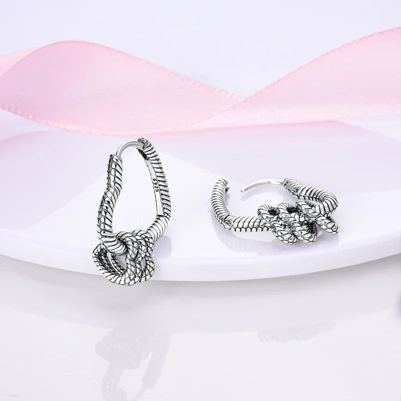 Genuine 925 Sterling Silver Love Feather Earrings Fit Original Charms Hoop For Women Girls Stud Earring Fine Jewelry Gifts