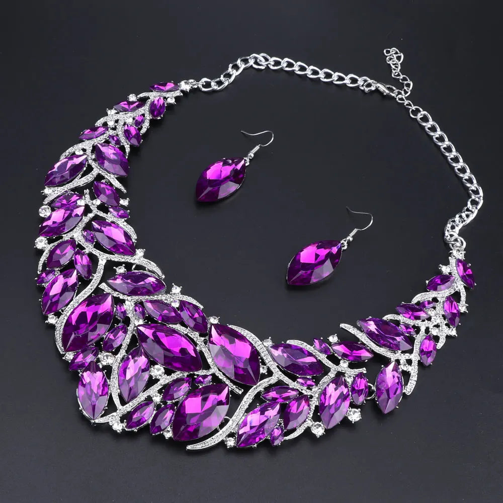 Bridal Jewelry Sets Wedding Engagement Necklace Earrings Sets for Brides Party Costume Decoration Jewellery Women