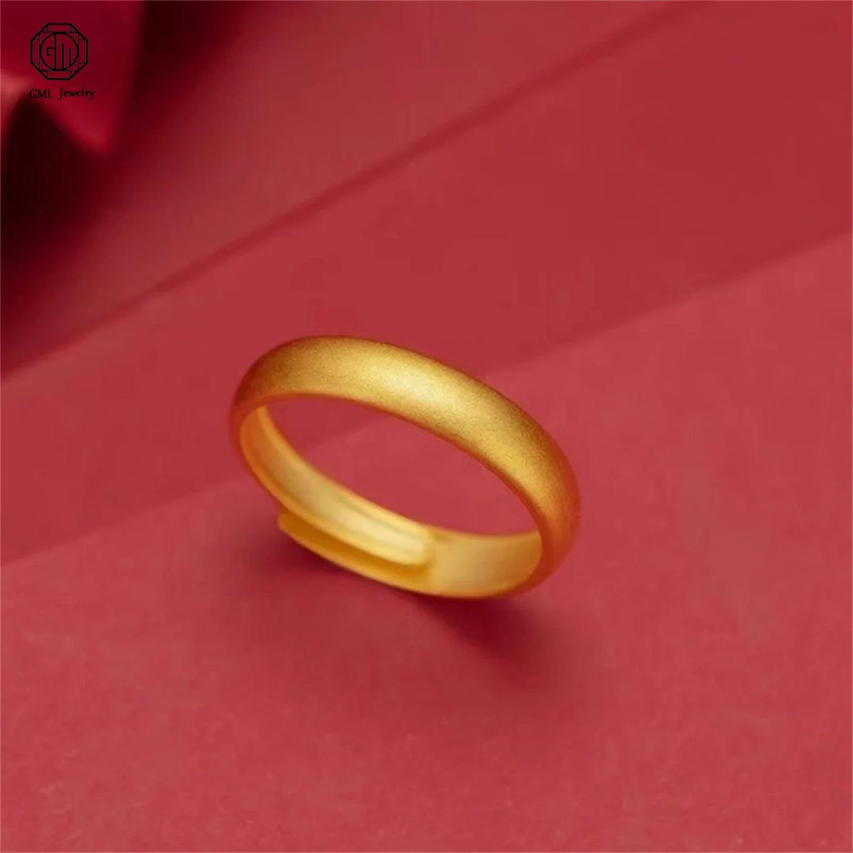 Sand Gold Adjustable Ring Matte Wide Band Openable Fade Resistant Unisex Couple Jewelry Solid Minimalist Gift