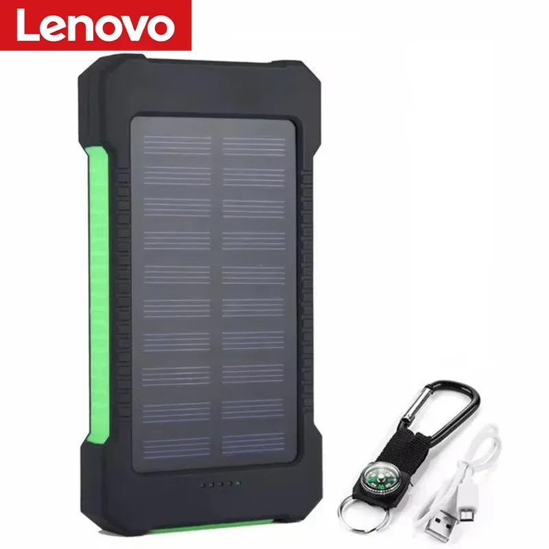 Lenovo 500000mAh Solar Power Bank Super Fast Charging Large Capacity Portable External Battery for iPhone Outdoor Emergency