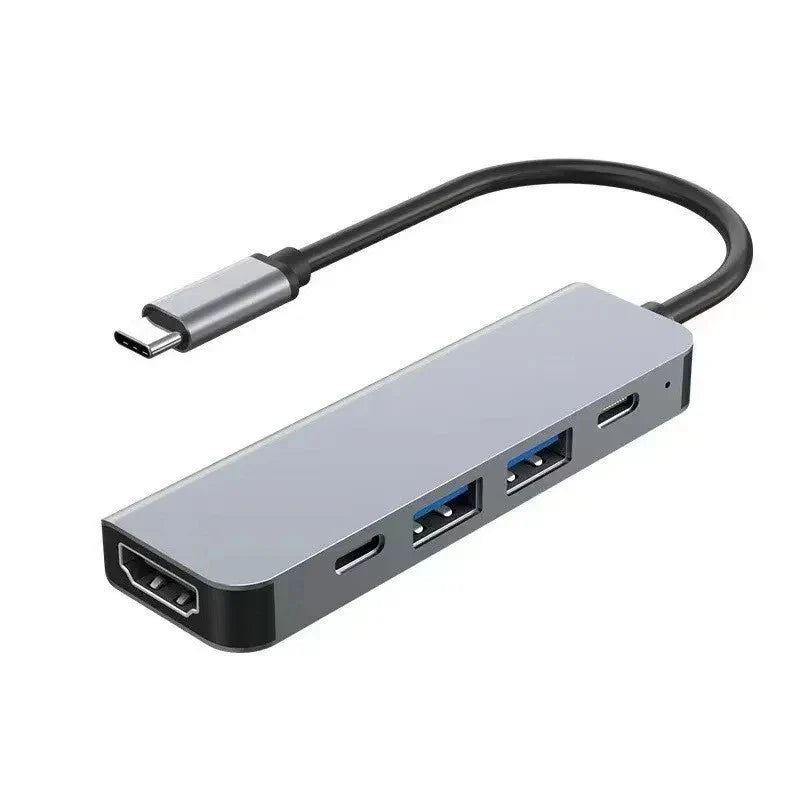5-in-1 Type-C Hub & USB-C Dock - Multi-Function Adapter for Phone, PC, and Mac