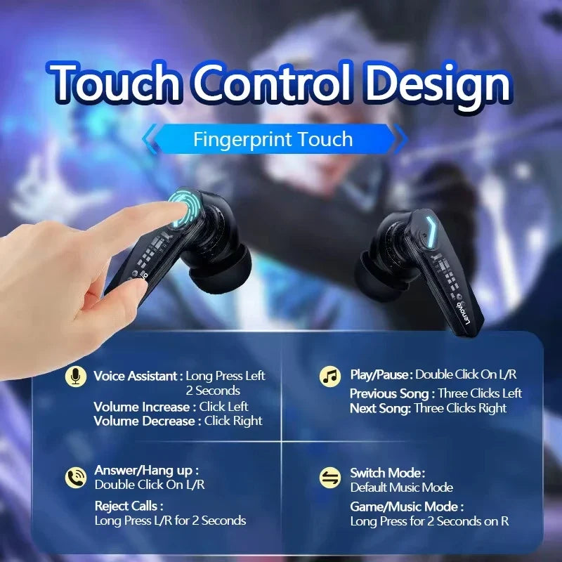 Choice Lenovo GM2 Pro Wireless Bluetooth Headset Gamer Earbuds Wireless Headphones Music Dual Mode Earbuds Music Sport Bluetooth