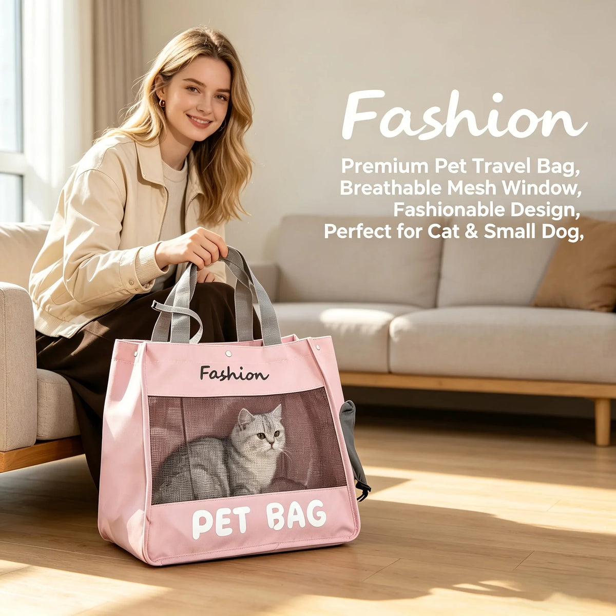 Fashion Portable Pet Tote Bag Breathable Mesh Cat Dog Shoulder Bag Outdoor Travel Handbag Small Puppy Kitten Transport Bag