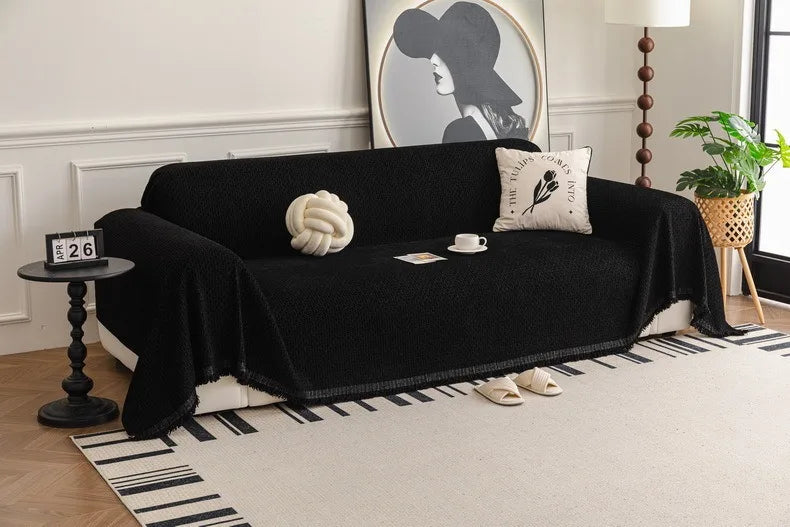 Solid Color Sofa Throw Blanket Non-slip Sofa Slipcovers Pets Kids Dust-proof Couch Armchair Covers Camping Picnic Blankets Home
