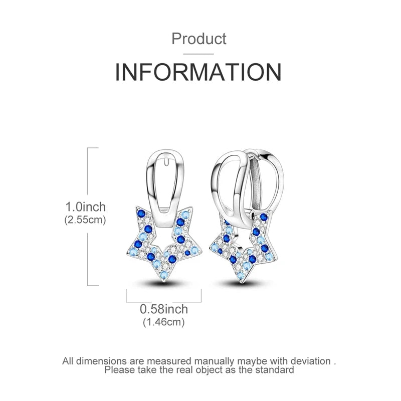 925 Sterling Silver Hoop Earring For Woman Night Sky Blue Purple Gemstone Original Earrings Fashion Jewelry Gift
