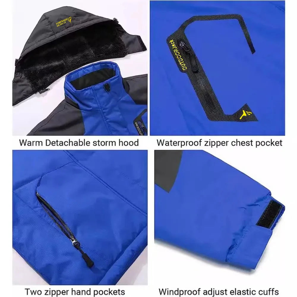 Men's Winter Parkas Outdoor Jacket Thicken Fleece Warm Waterproof Windbreaker Ski Jackets Climb Men Thick Coat Hot Sale
