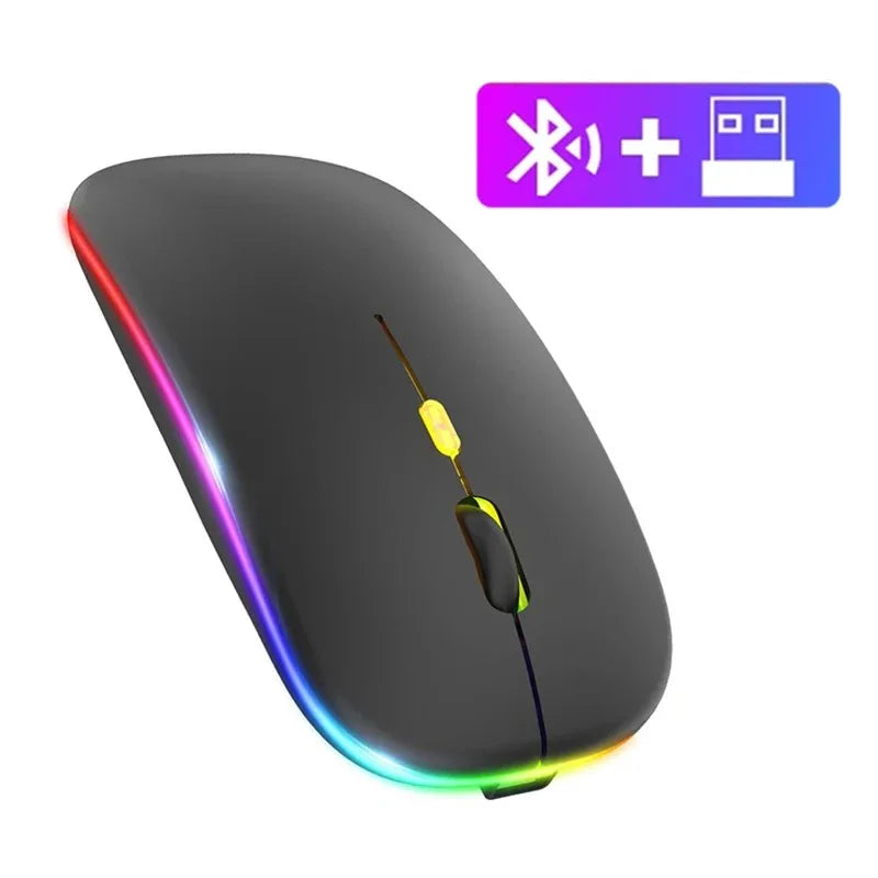 Dual Mode 2.4G Wireless Mouse Bluetooth Mouse RGB Backlit Gaming Mouse Rechargeable Mouse Ergonomic Mice for PC Laptop Tablet