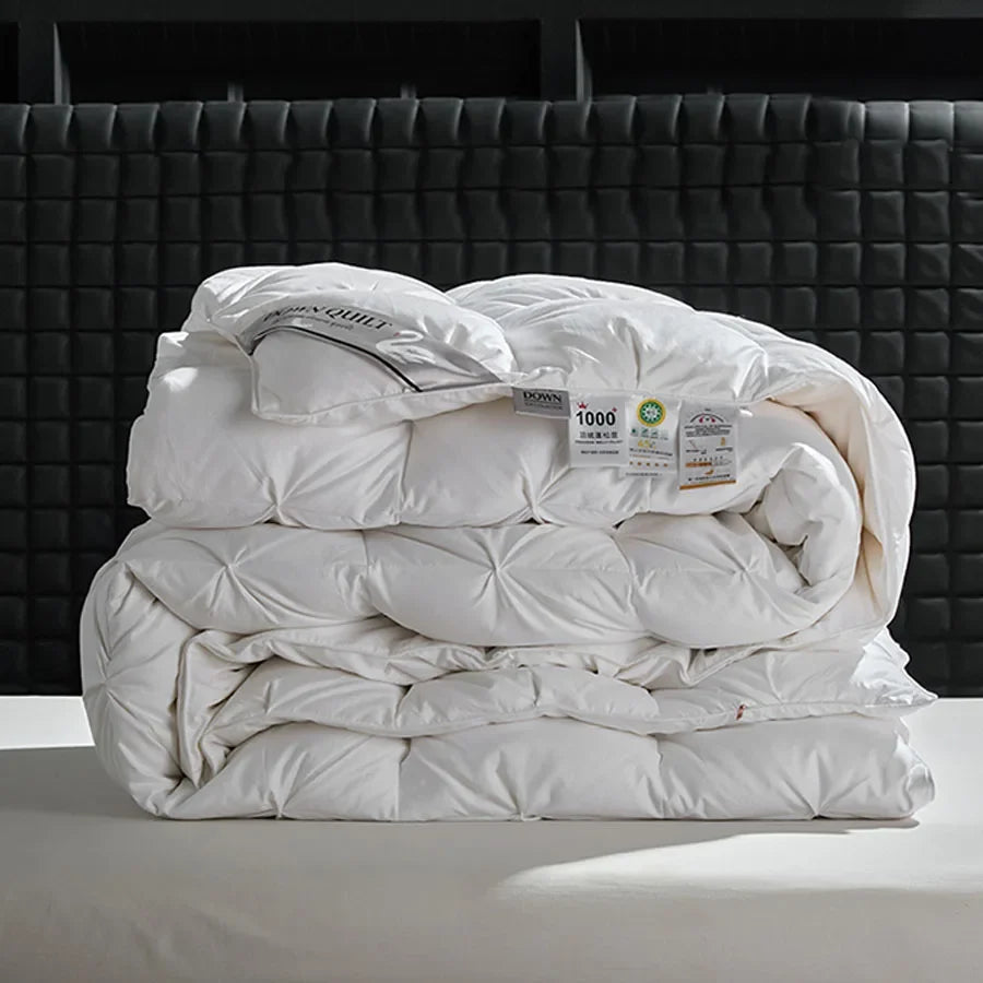 Luxury 100% White Goose down Comforter Winter Warm Duvet Extra Large Double Single Lightweight 3D Bread Design Pleated Edge