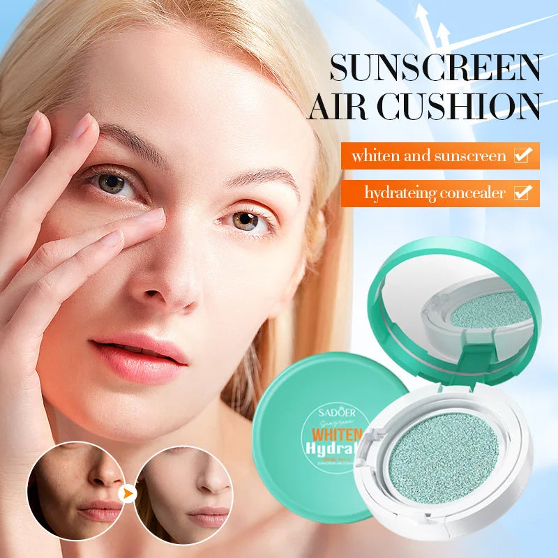 SADOER Air Cushion Whitening Hydrating Barrier Concealer BB Cream Brighten Moisturizing Sunscreen SPF60+ Anti-sunburn Makeup