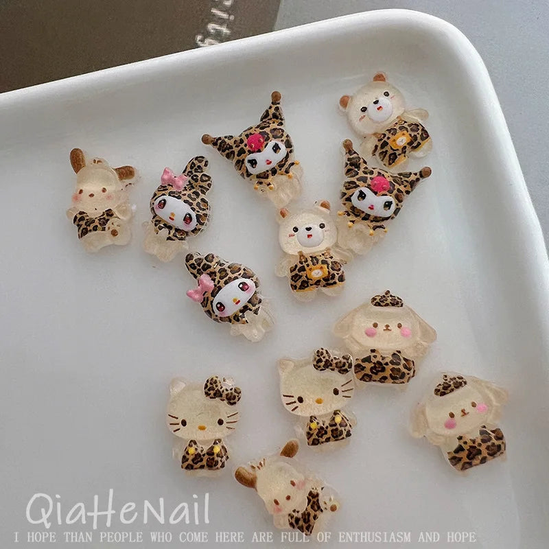 120PCS Box Mixed Hello Kitty 3D Nail Charms Cute Cartoon Resin Ornaments Kawaii DIY Nail Art Manicure Decor Accessories