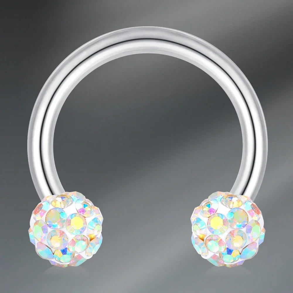 1pc Stainless Steel Nose Septum Clicker 20G 16G Flower Cubic Zirconia Decorated Piercing Nose Ring, Suitable For Daily Wear
