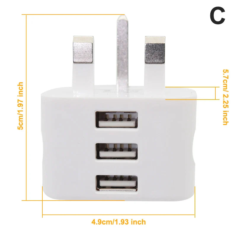 Latest 5V/2.1A Dual USB Port Fast Charger Universal UK Mains 3 Pin Plug Wall Charger Adapter USB Charging For Phone Tablet