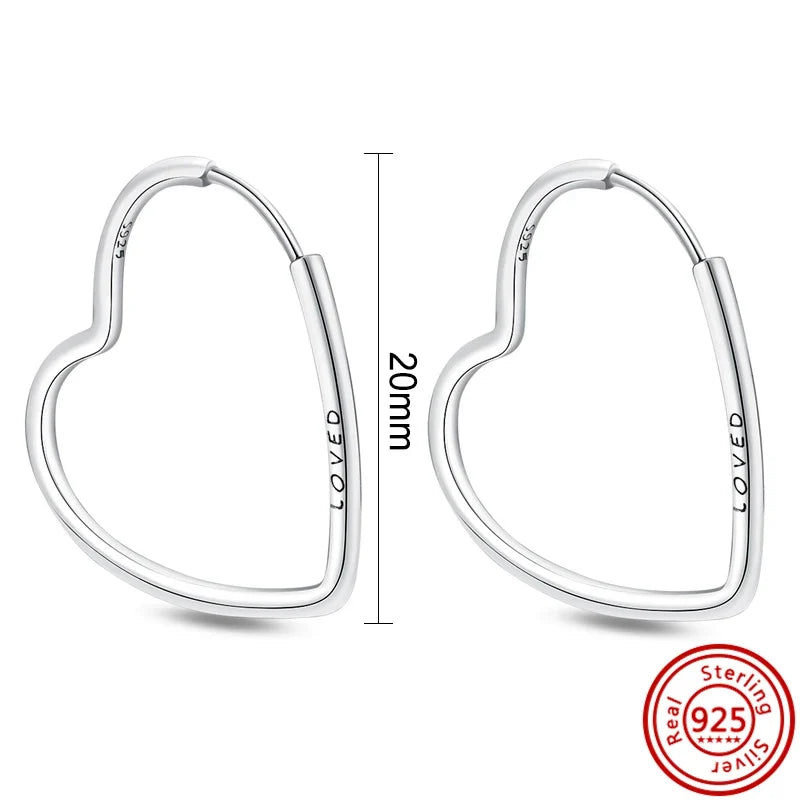 Hot Sale 925 Sterling Silver Heart Earrings Fit Original Charms Hoop Earrings For Women Girls Stud Earring Fine Jewelry Gifts