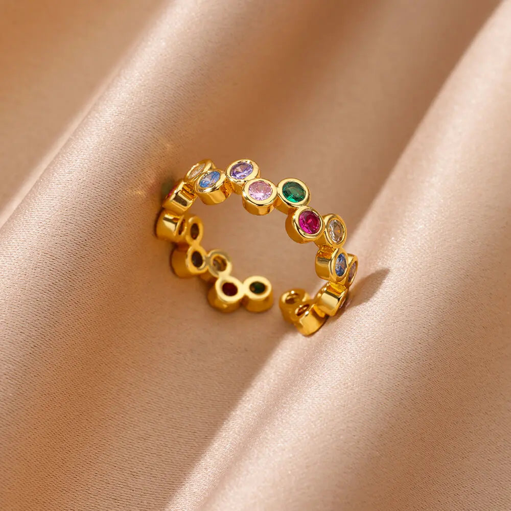 Zircon Geometric Heart Rings For Women Stainless Steel Gold Color Wedding Ring Luxury Aesthetic Jewlery Couple Gift 2026