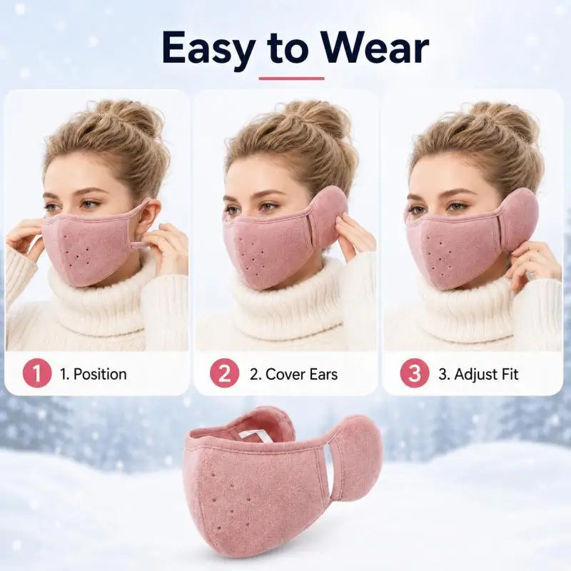 2-in-1 Earmuff Face Mask, Winter Ear Warmer for Women Men, Breathable Face Cover for Outdoor Walking Cycling Skiing