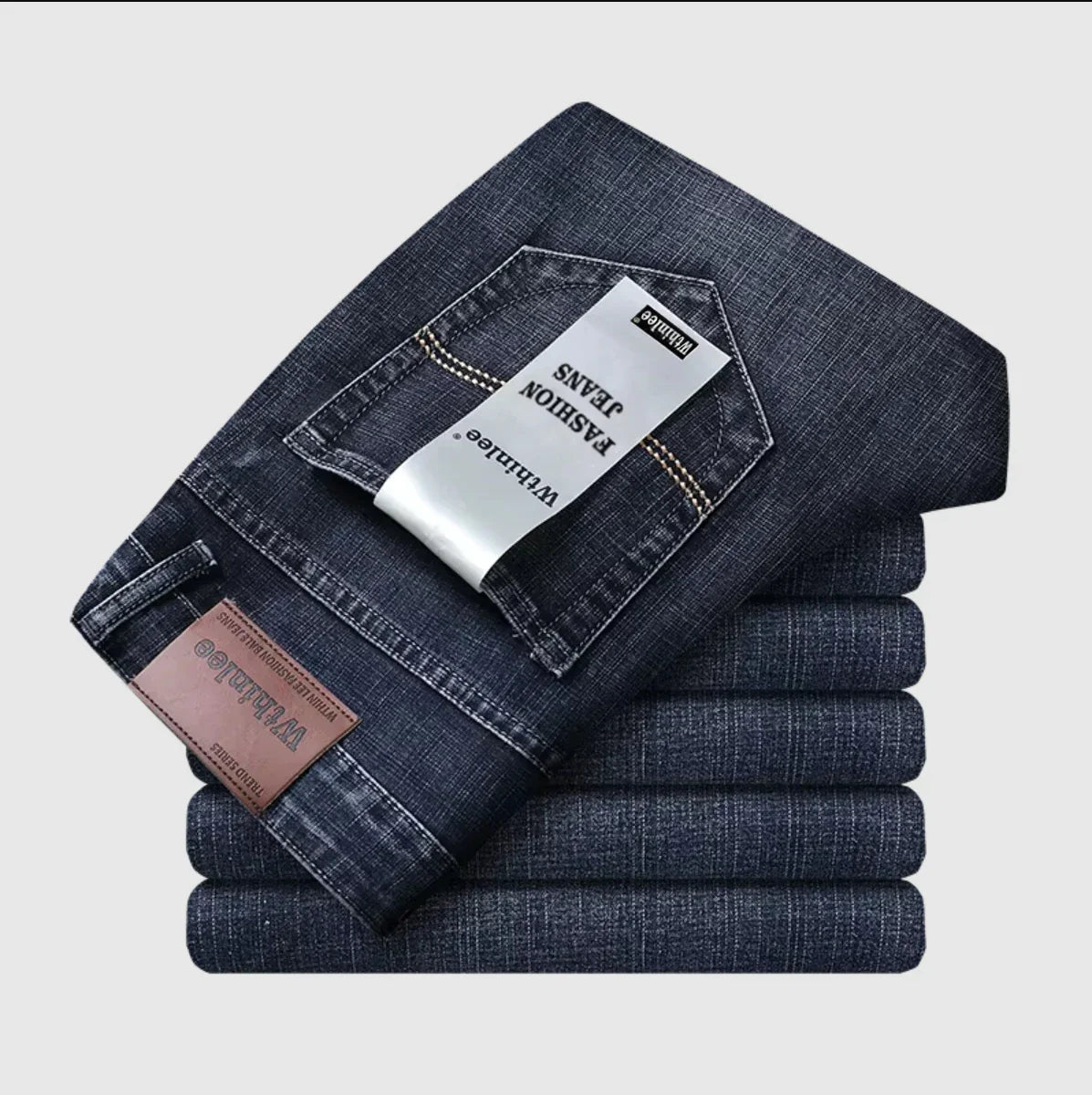 Wthinlee New Business Men's Jeans Casual Straight Stretch Fashion Classic Blue Black Work Denim Pant Trousers Male  Clothing