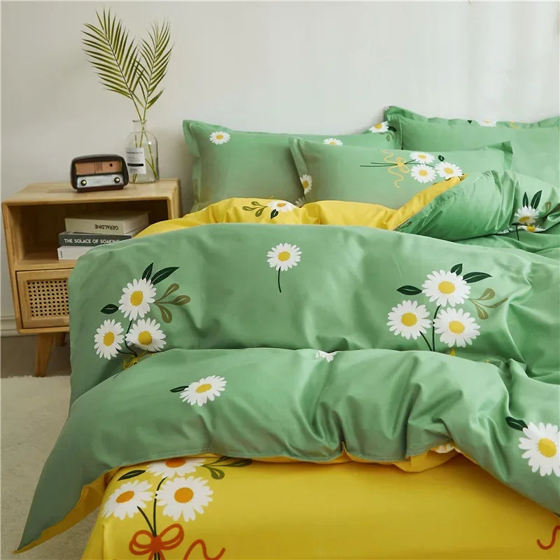 Lovely Cartoon King Size Duvet Cover Set 220x240 Skin Friendly Double Bed Quilt Cover Blanket Comforter Cover and Pillowcase