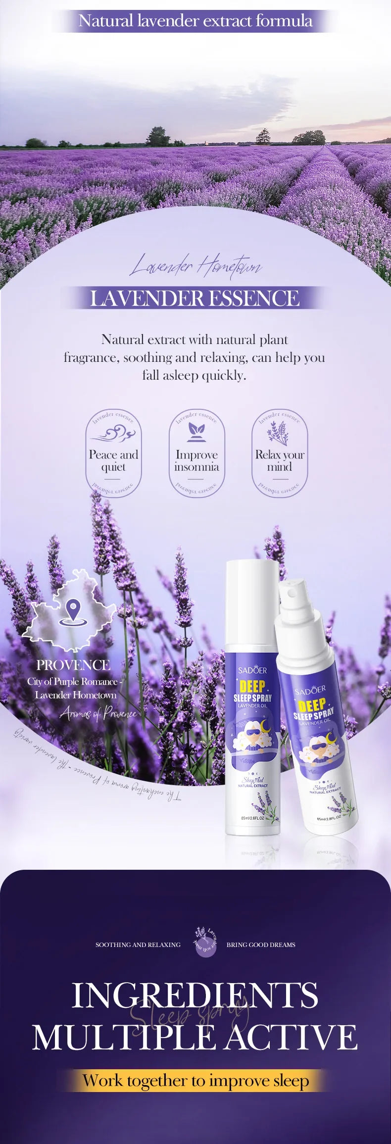 Lavender Sleep Spray 85ml Aromatherapy Sleep Lavender Pillow Mist Pillow  for Room Deep Sleep Spray