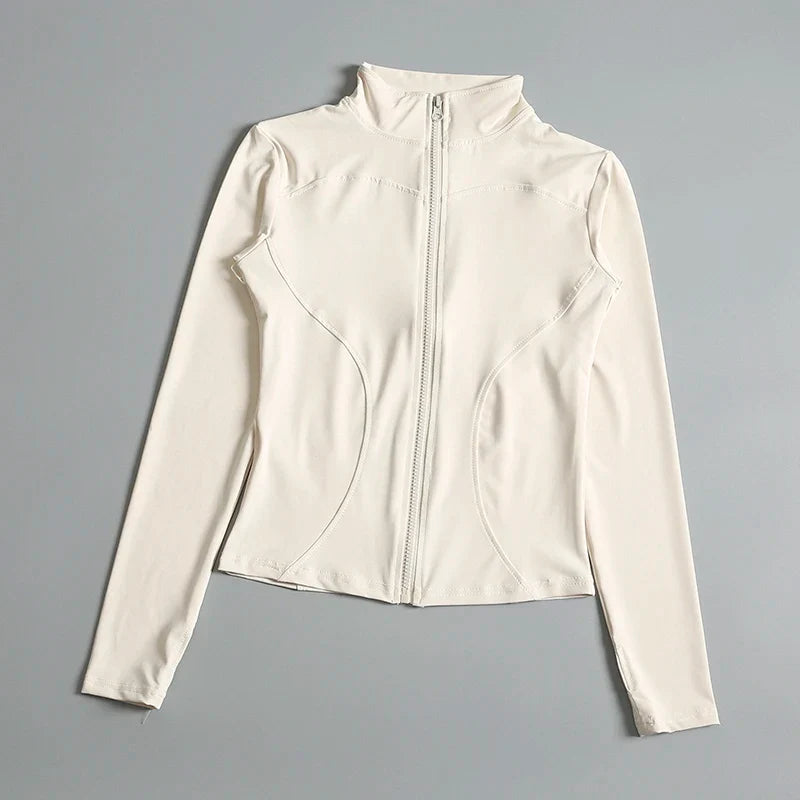 Women Zip Fitness Yoga Shirt Long Sleeve Sports Jacket Gym Top Activewear Running Coats Workout Clothes Woman
