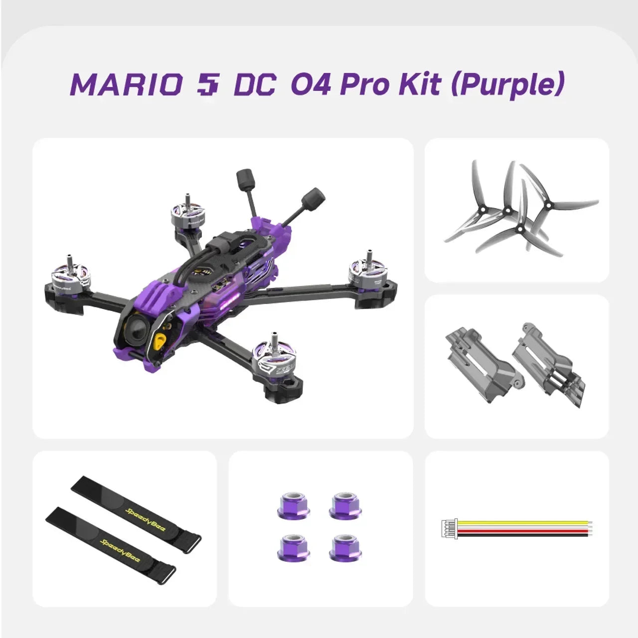 SpeedyBee Mario 5 FPV 5-Inch Drone with 6S-Lipo pro Air Unit DC/XH O4 2306.5 pro 1880KV Motor F405 V4 55A Stack Bee Storm